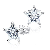 Star Shaped CZ Earring Silver ECS-05-8